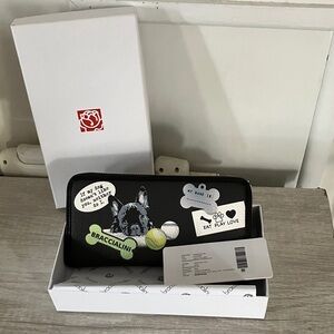 Braccialini Black Wallet with Dog Design